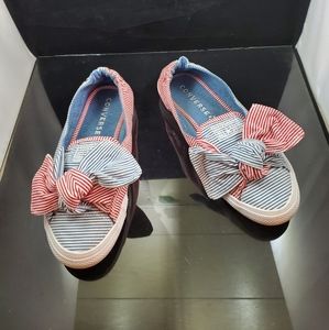 Converse Red & Blue Striped Bow Slip-On Flats